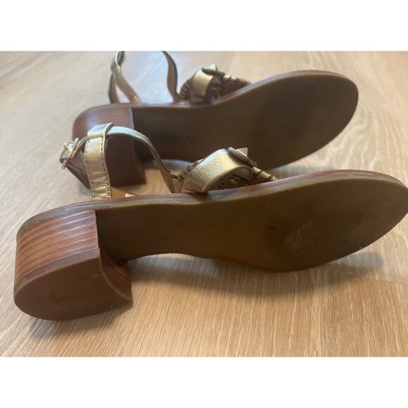 Jack Rodgers Gretchen Gold Block Heel Sandals Size 6.5 / 7 Boho Beach - Picture 6 of 8